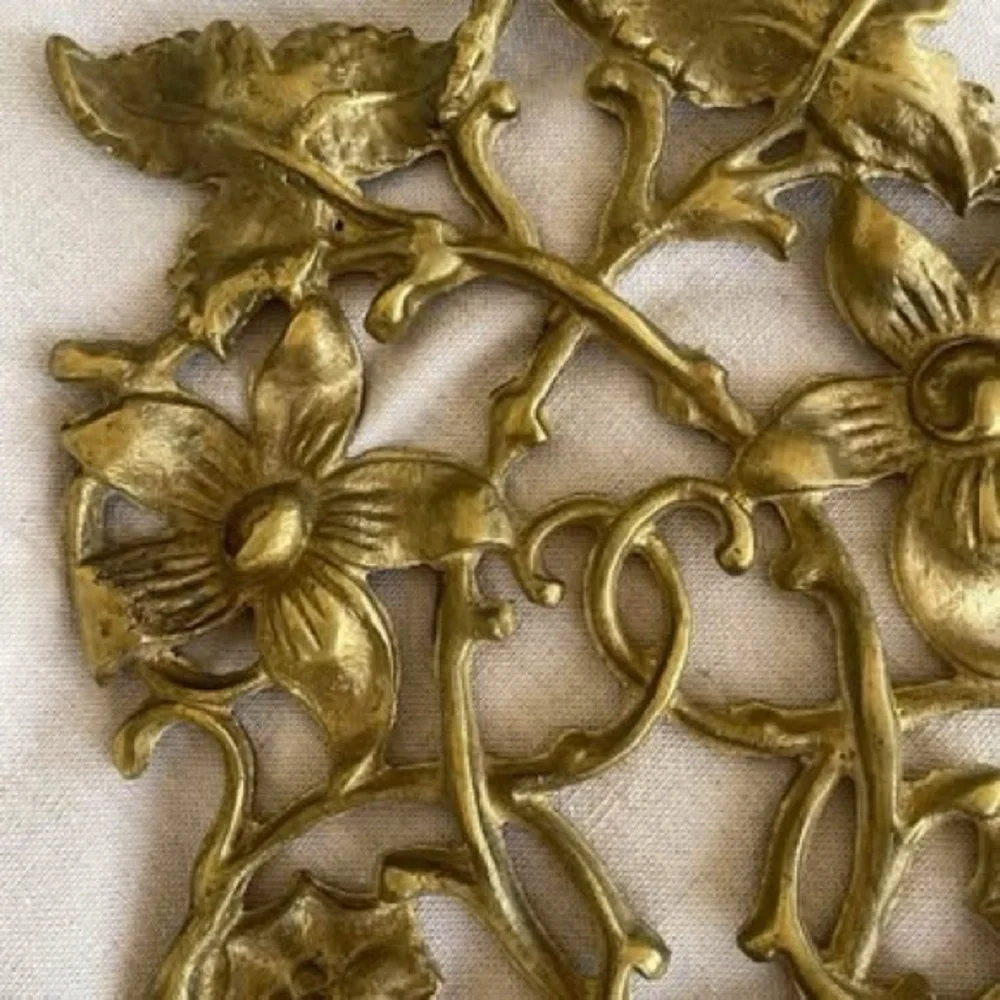 Hollywood Regency Cast Brass Wall Candleholder Gold Mid- Century